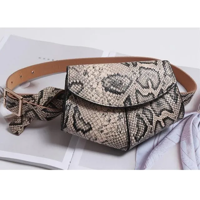 2019 New Fanny Pack Women Waist Belt Bag serpentine Vintage Waist Bags Girl Fashion Bum Pouch Phone Leather Chest Packss LW0808