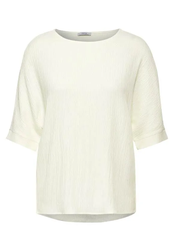 344735- Vanilla White Seersucker Blouse - Cecil