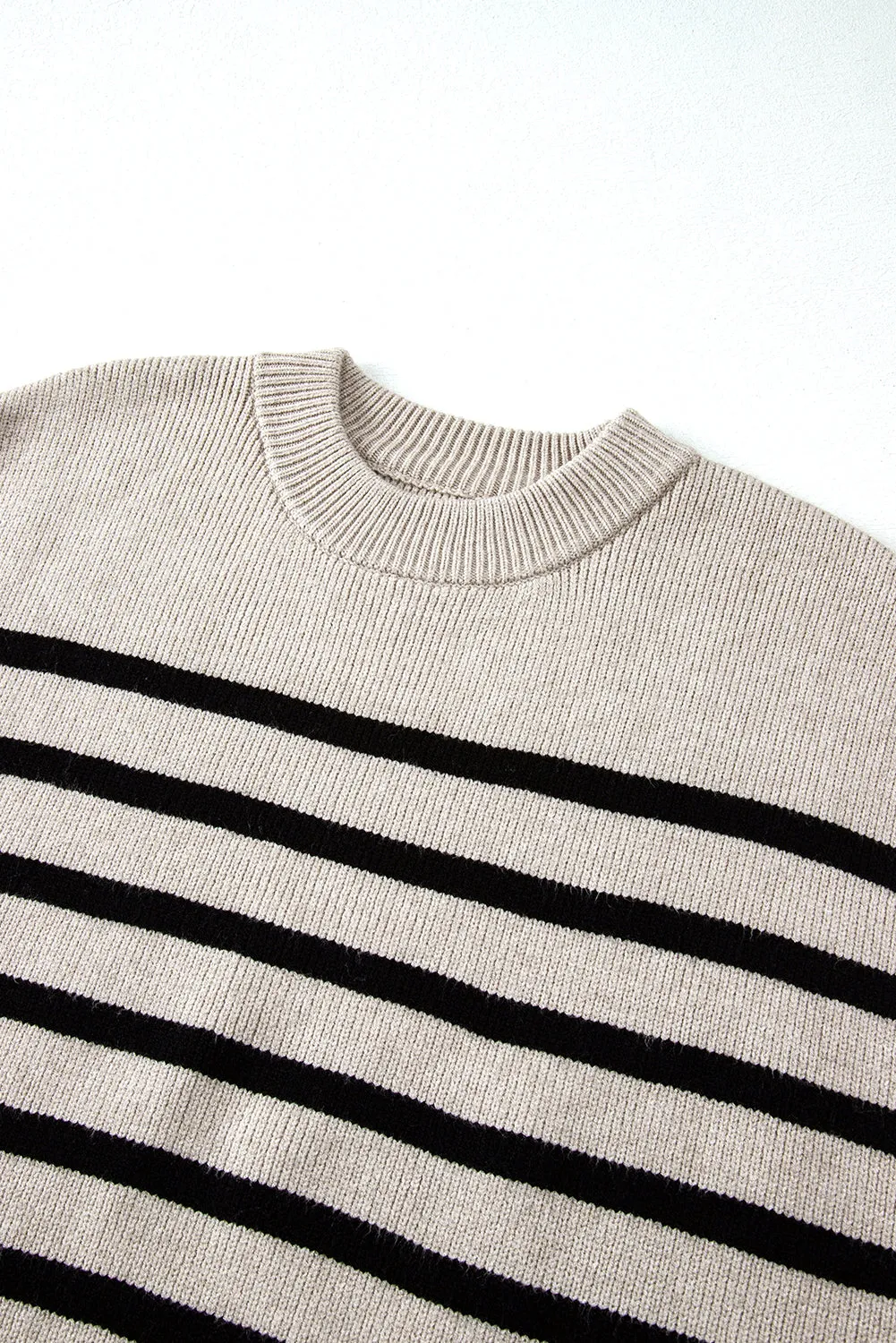 Apricot Stripe Boxy Knitted Short Sleeve Sweater