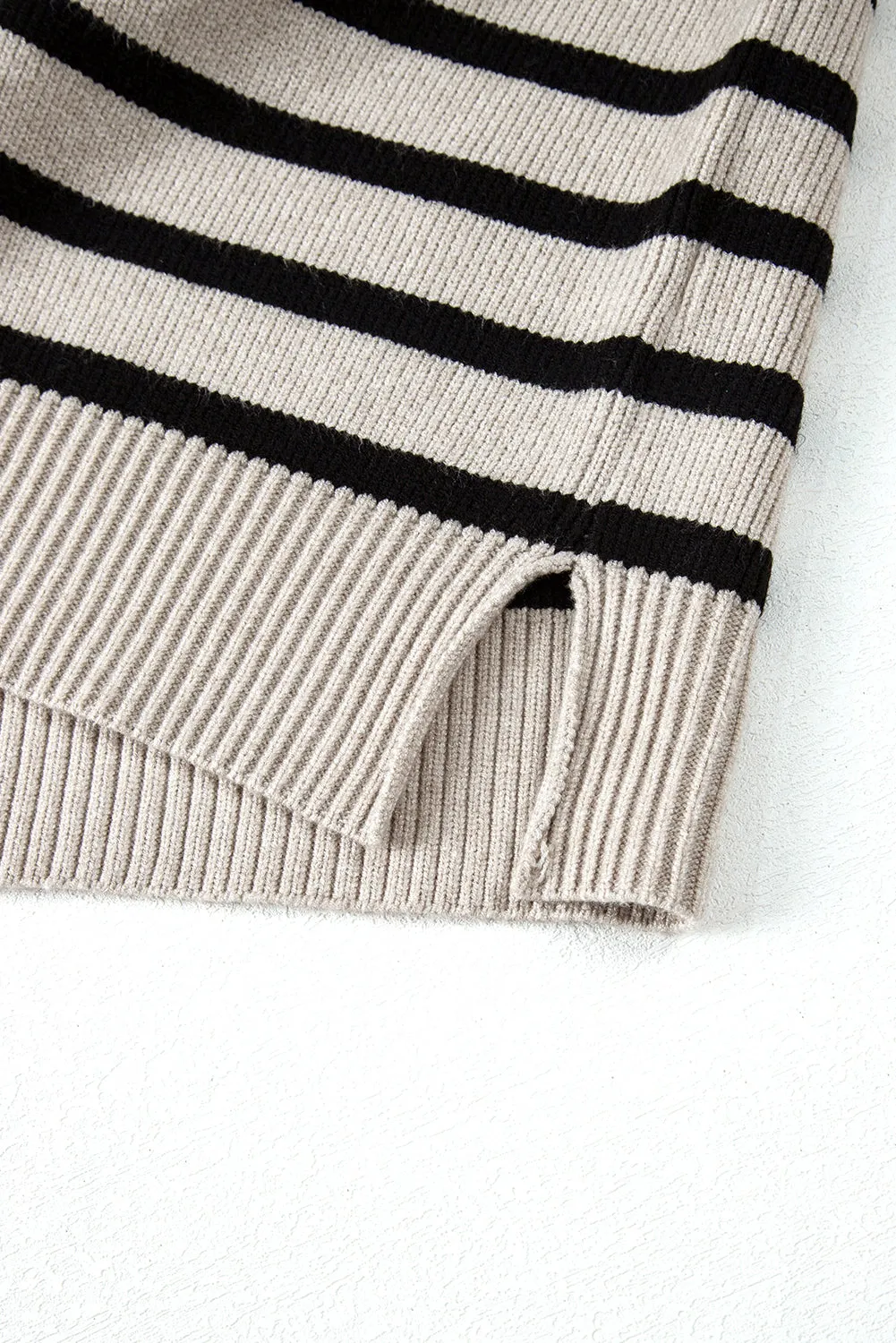 Apricot Stripe Boxy Knitted Short Sleeve Sweater