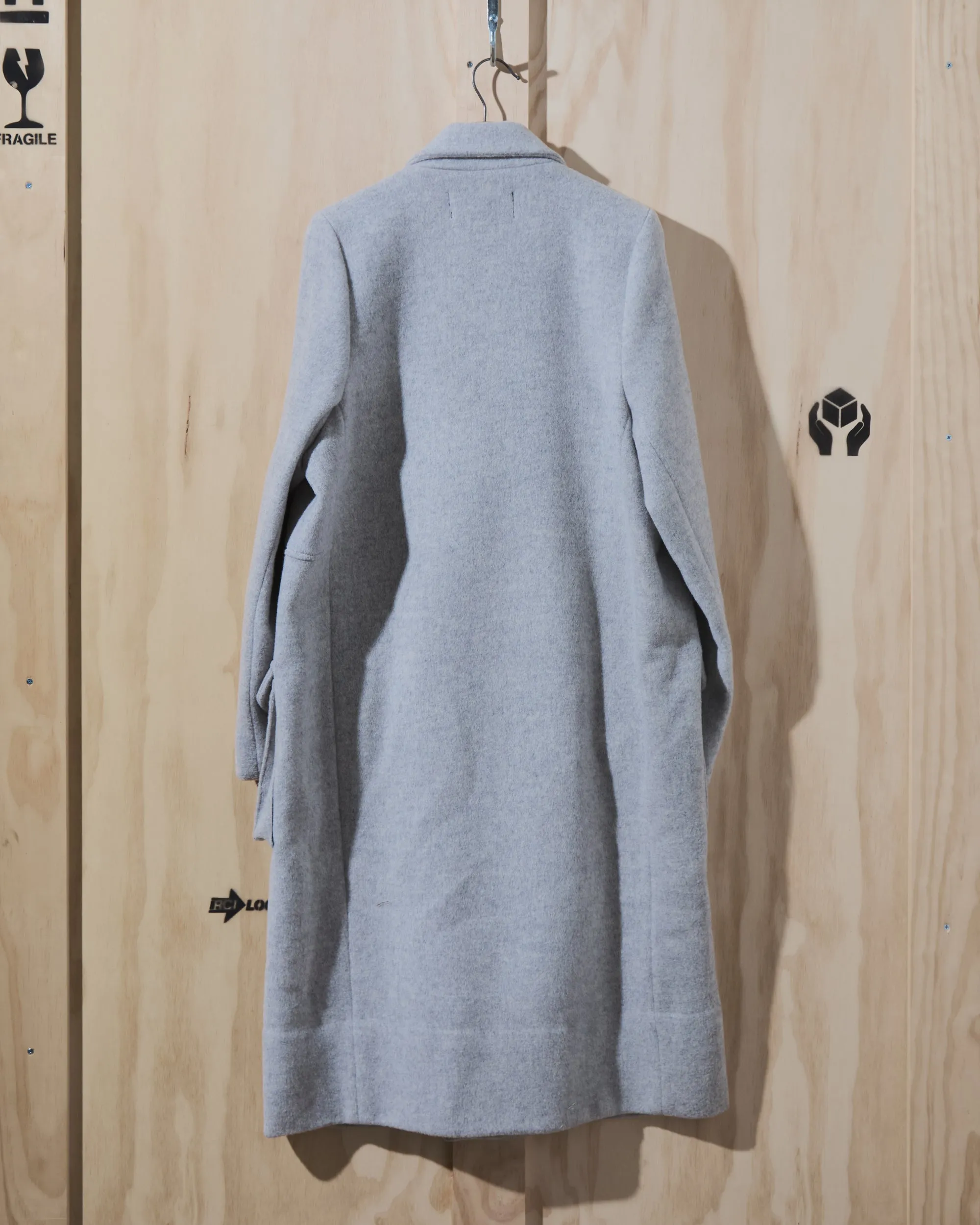 AW22 Womens Cargo Pocket Wool Coat in Heather Grey