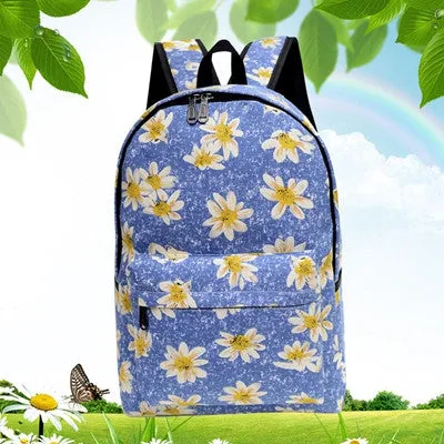 Backpack Women School Bags For Teenage Girls Canvas Rucksack Backpacks Daisy printing Schoolbag Book Shoulder Backbag