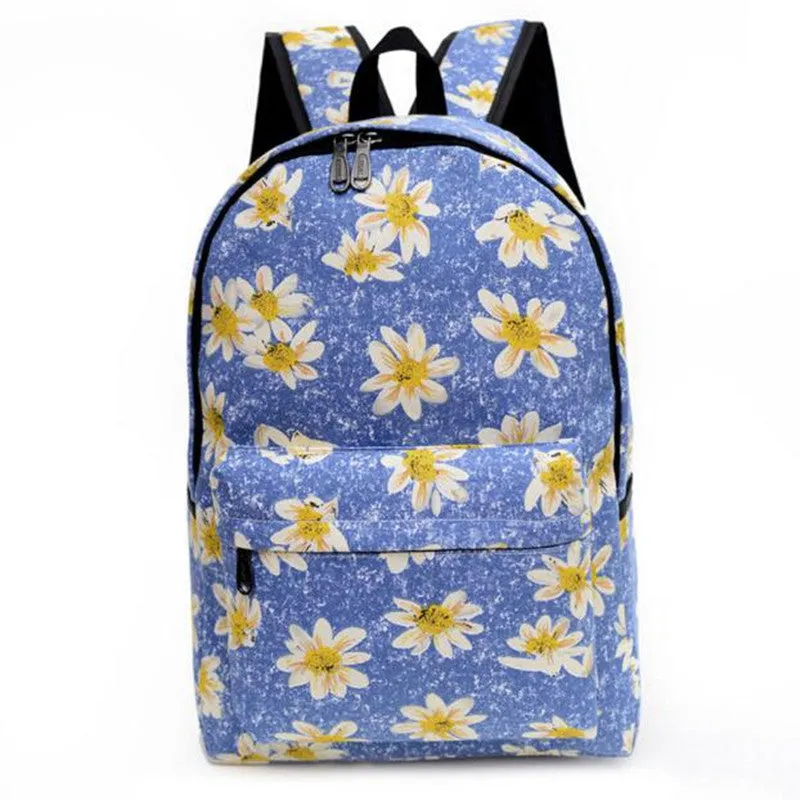 Backpack Women School Bags For Teenage Girls Canvas Rucksack Backpacks Daisy printing Schoolbag Book Shoulder Backbag