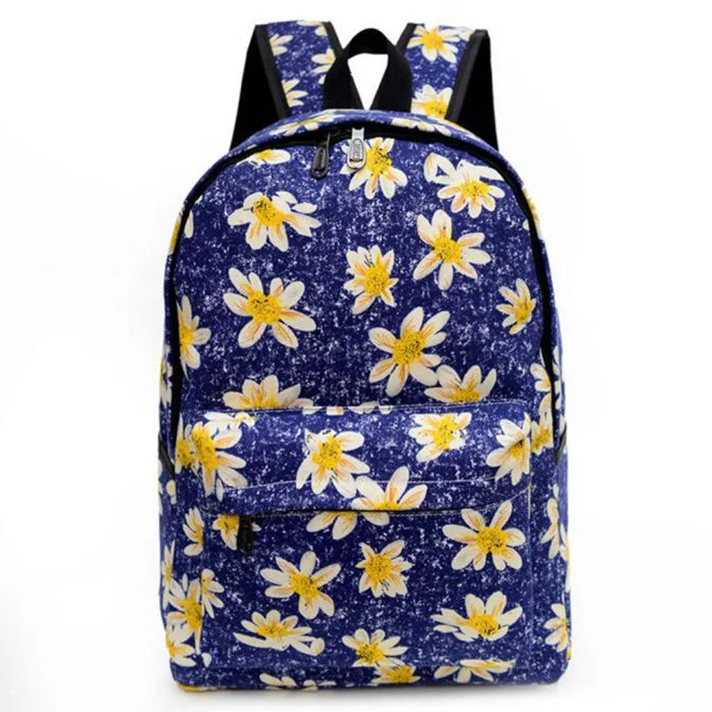 Backpack Women School Bags For Teenage Girls Canvas Rucksack Backpacks Daisy printing Schoolbag Book Shoulder Backbag