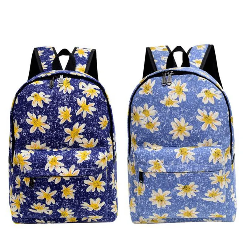 Backpack Women School Bags For Teenage Girls Canvas Rucksack Backpacks Daisy printing Schoolbag Book Shoulder Backbag