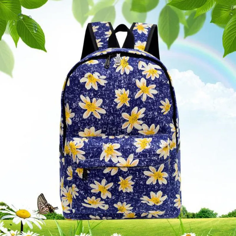 Backpack Women School Bags For Teenage Girls Canvas Rucksack Backpacks Daisy printing Schoolbag Book Shoulder Backbag