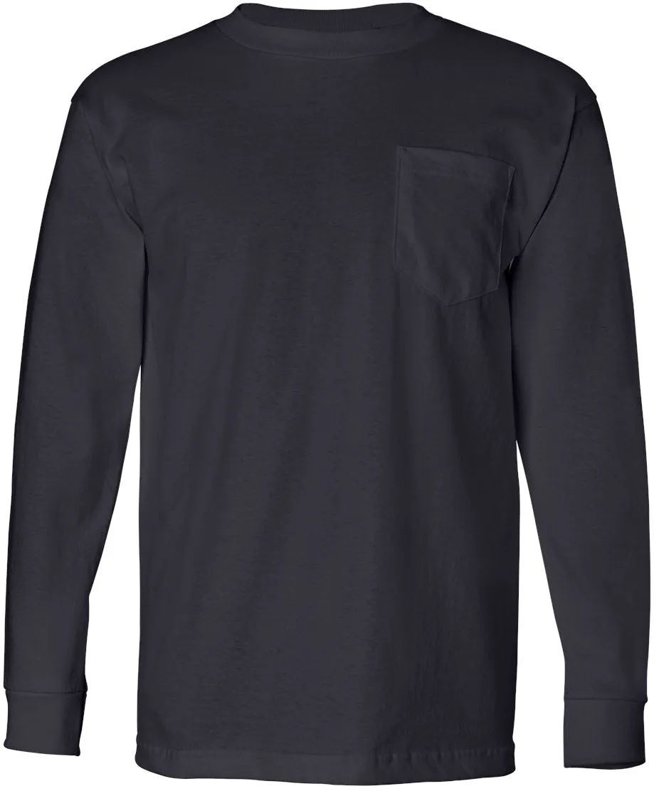 Bayside USA-Made Long Sleeve TShirt with a Pocket