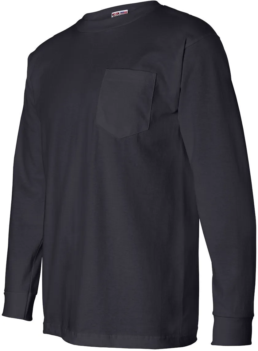 Bayside USA-Made Long Sleeve TShirt with a Pocket