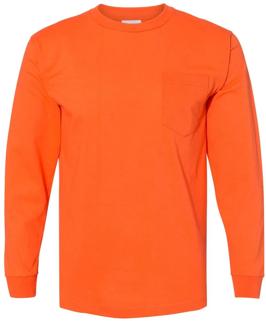 Bayside USA-Made Long Sleeve TShirt with a Pocket