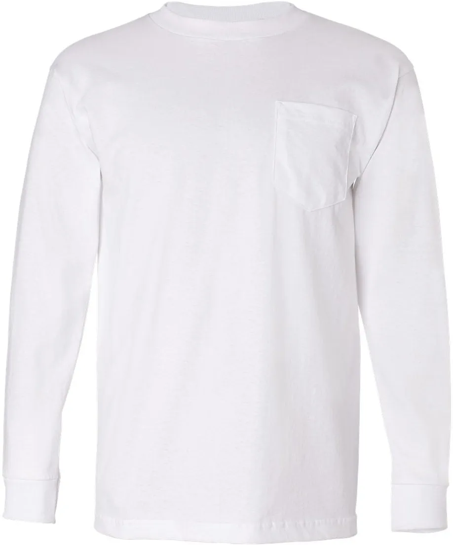 Bayside USA-Made Long Sleeve TShirt with a Pocket