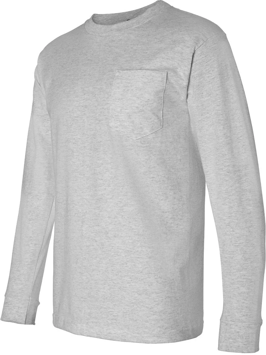 Bayside USA-Made Long Sleeve TShirt with a Pocket