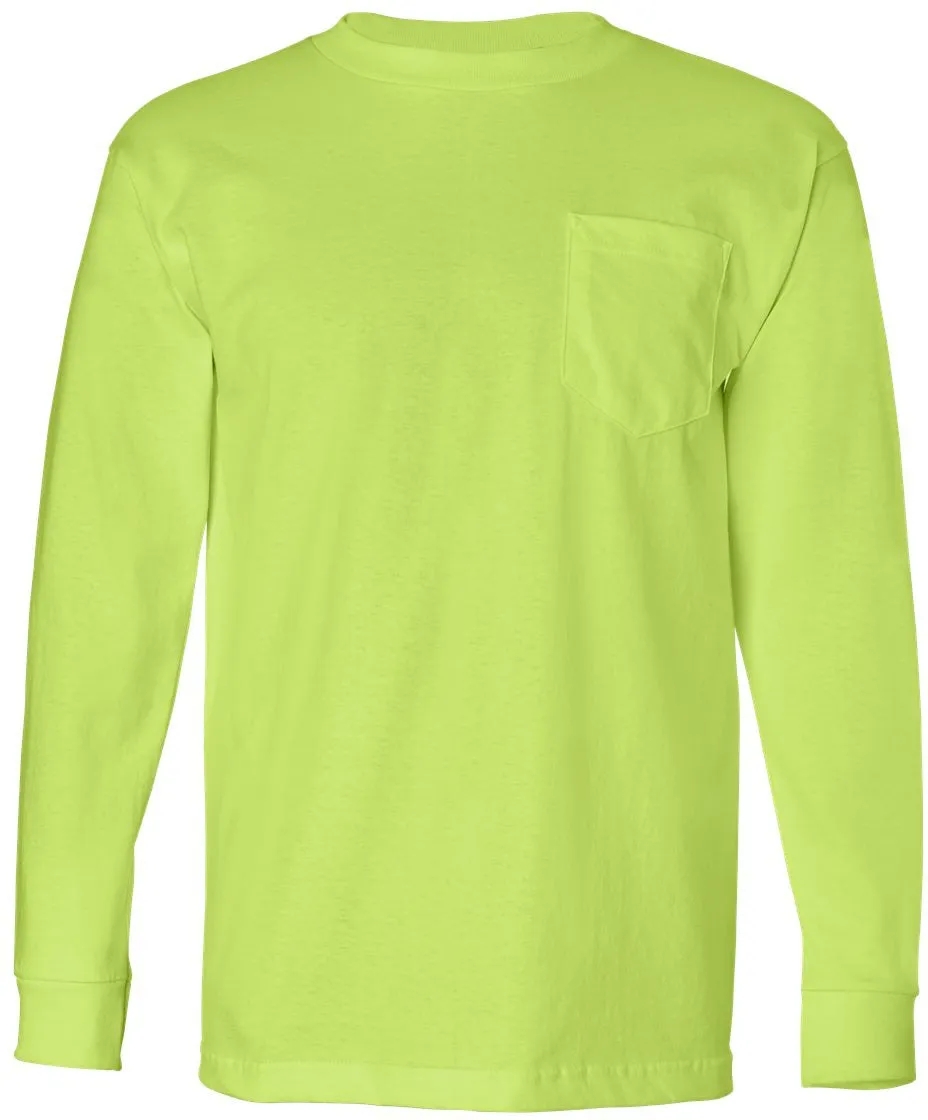 Bayside USA-Made Long Sleeve TShirt with a Pocket