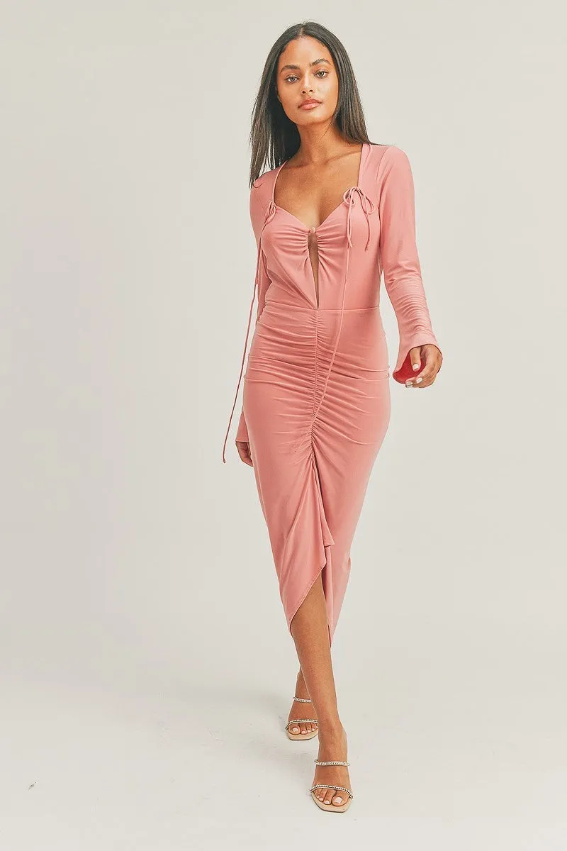 Bella Long Sleeve Verticated Midi Dress