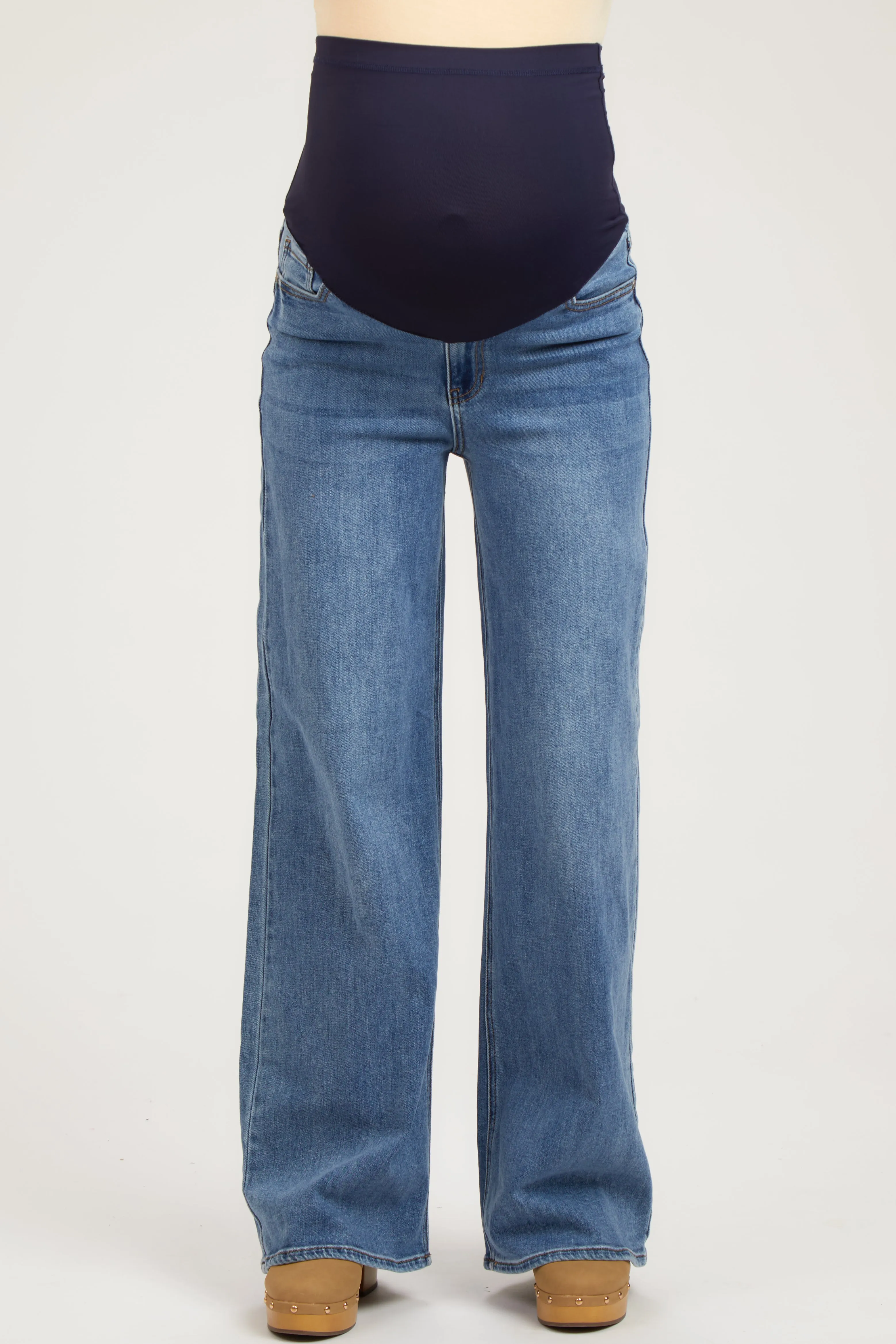 Blue Wide Leg Maternity Jeans