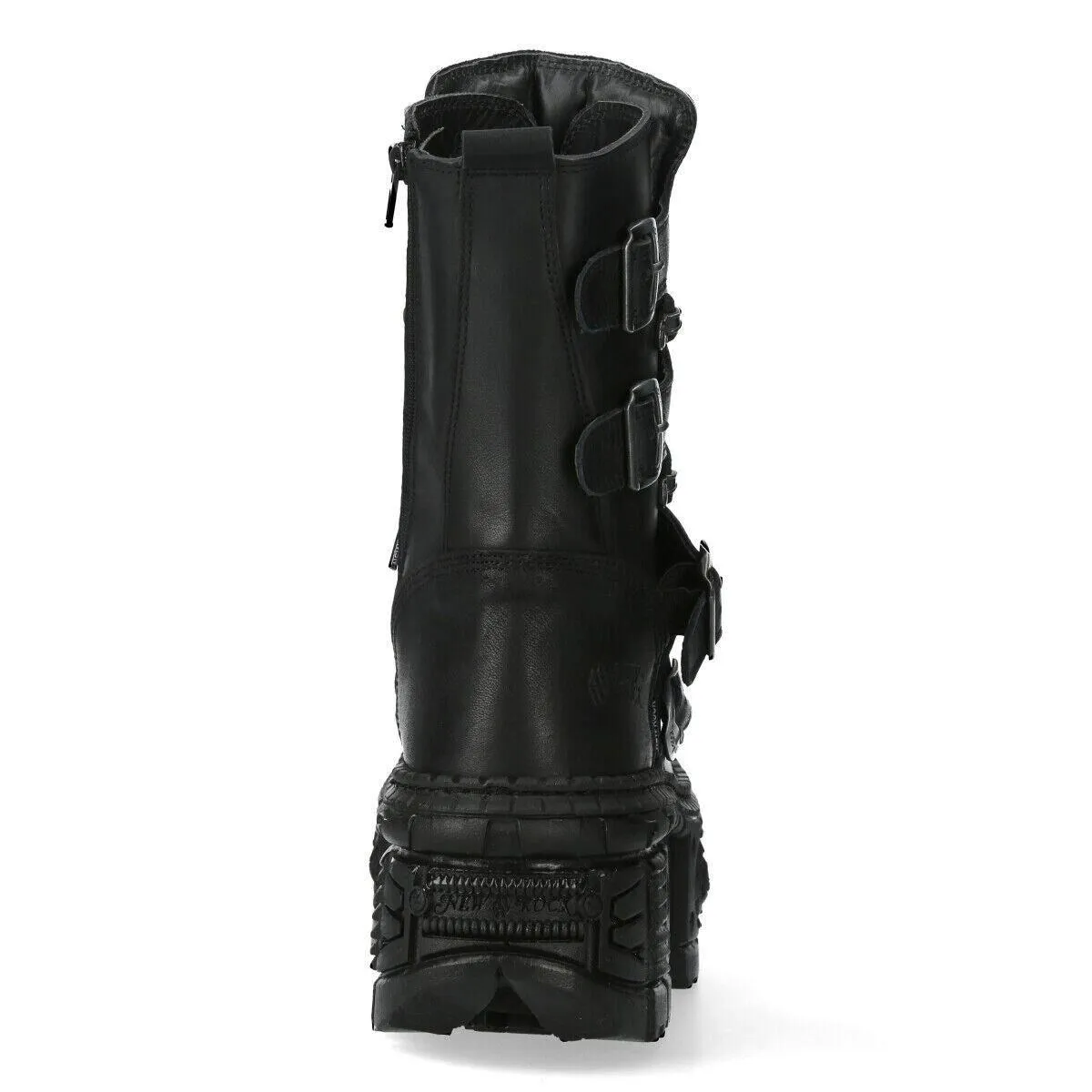 Boots | New Rock Mid-Calf Leather Goth Boots-WALL373-S5 | New Rock