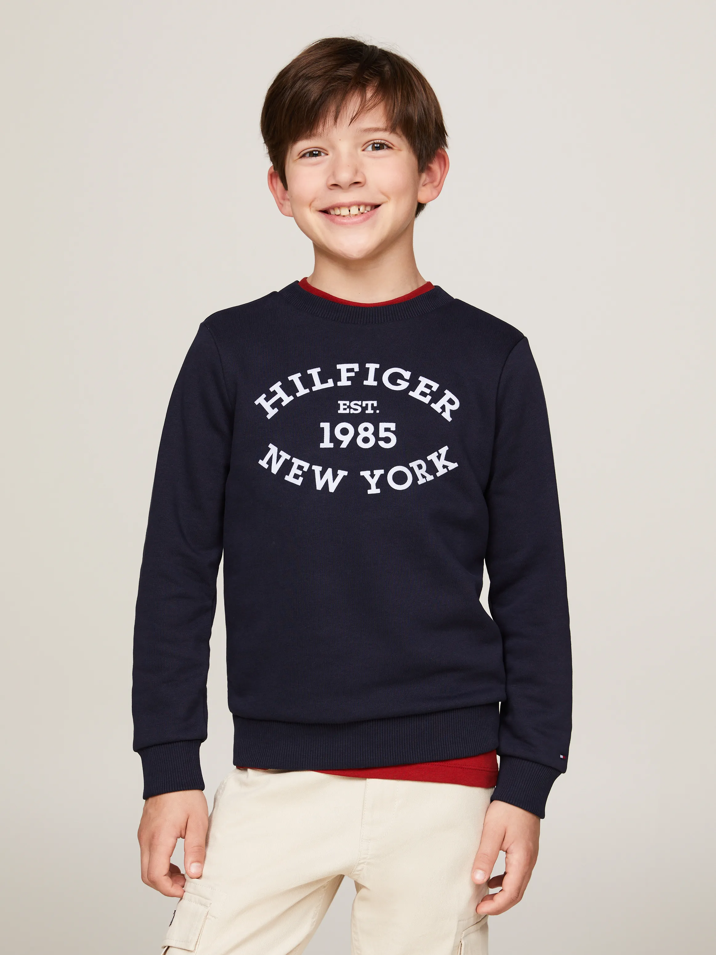 Boys 3-7 Hilfiger Monotype Flock Logo Sweatshirt | Sweatshirts & Hoodies | Tommy Hilfiger