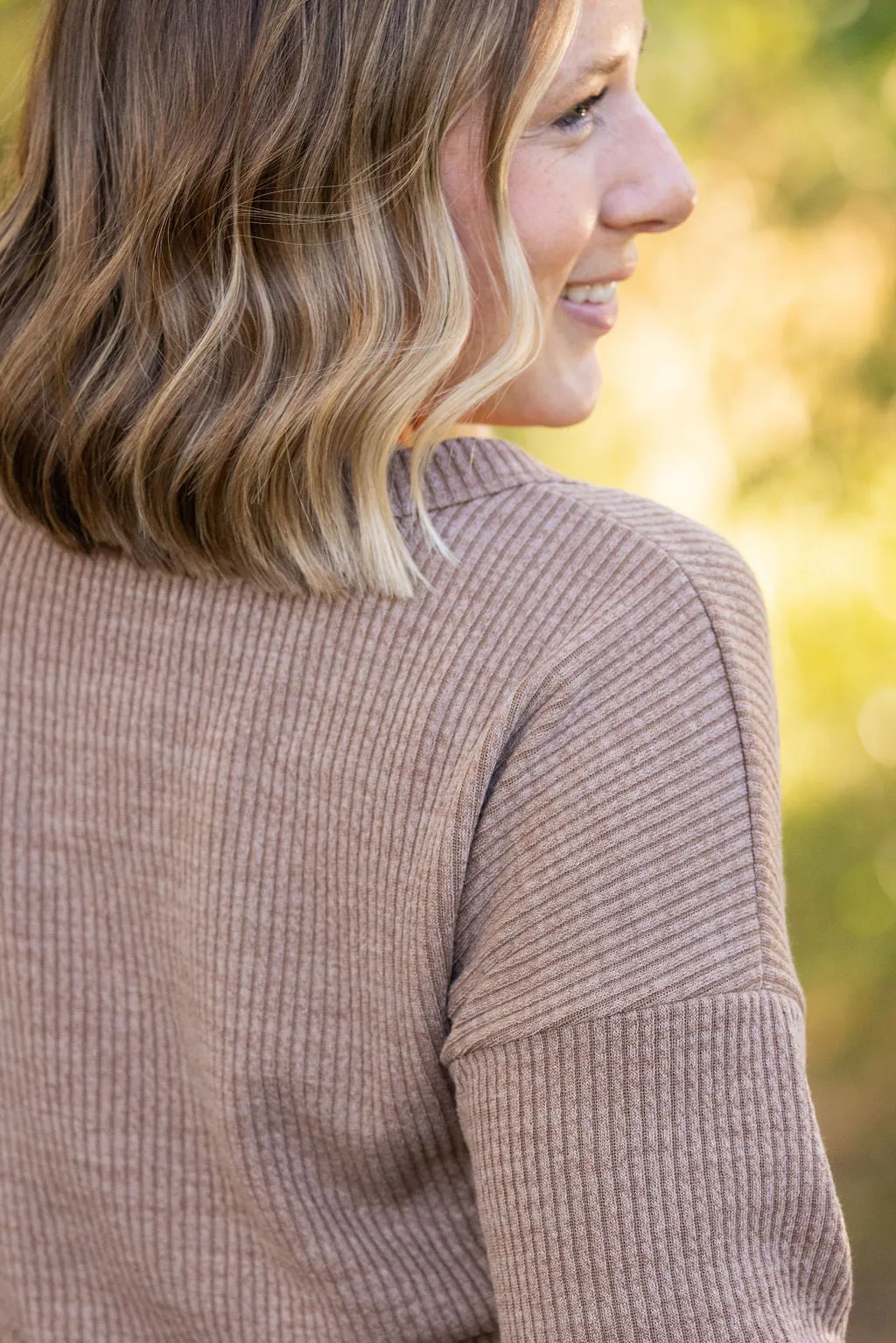 Brittney Button Sweater - Mocha