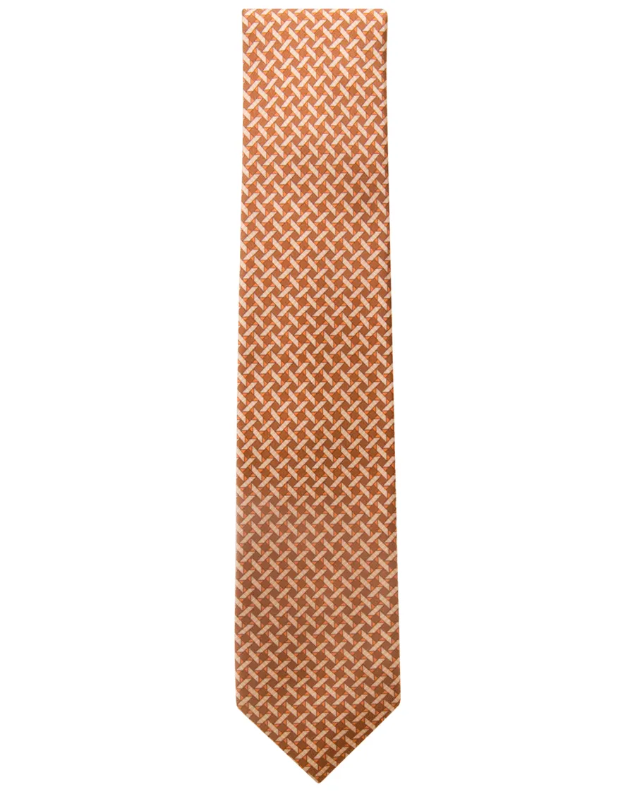 Brown and Orange Geometric Tie