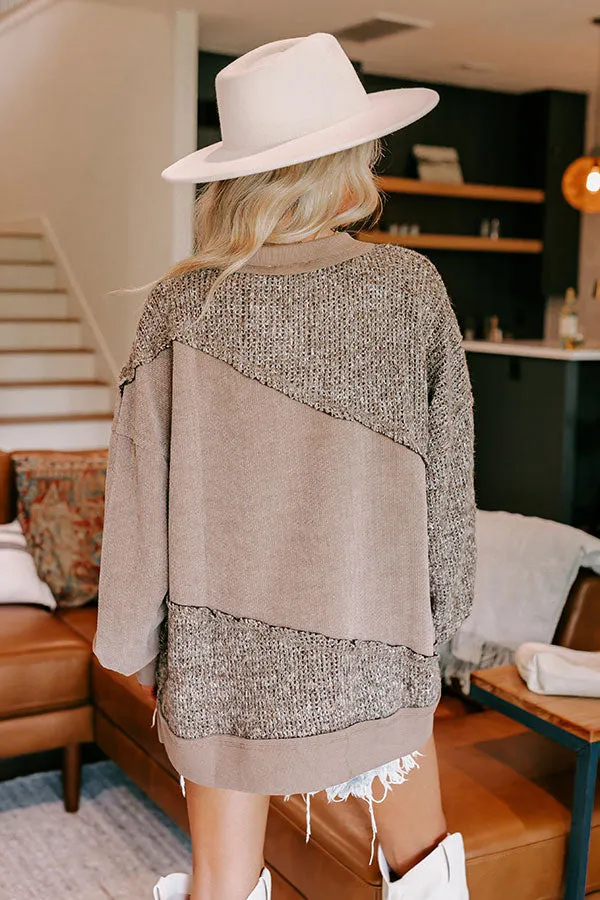 Cabin In The Mountains Oversized Knit Sweater in Dark Taupe