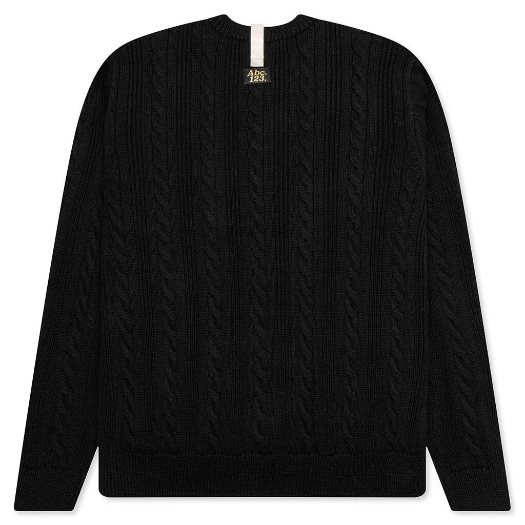 Cableknit Crewneck - Anthracite Black