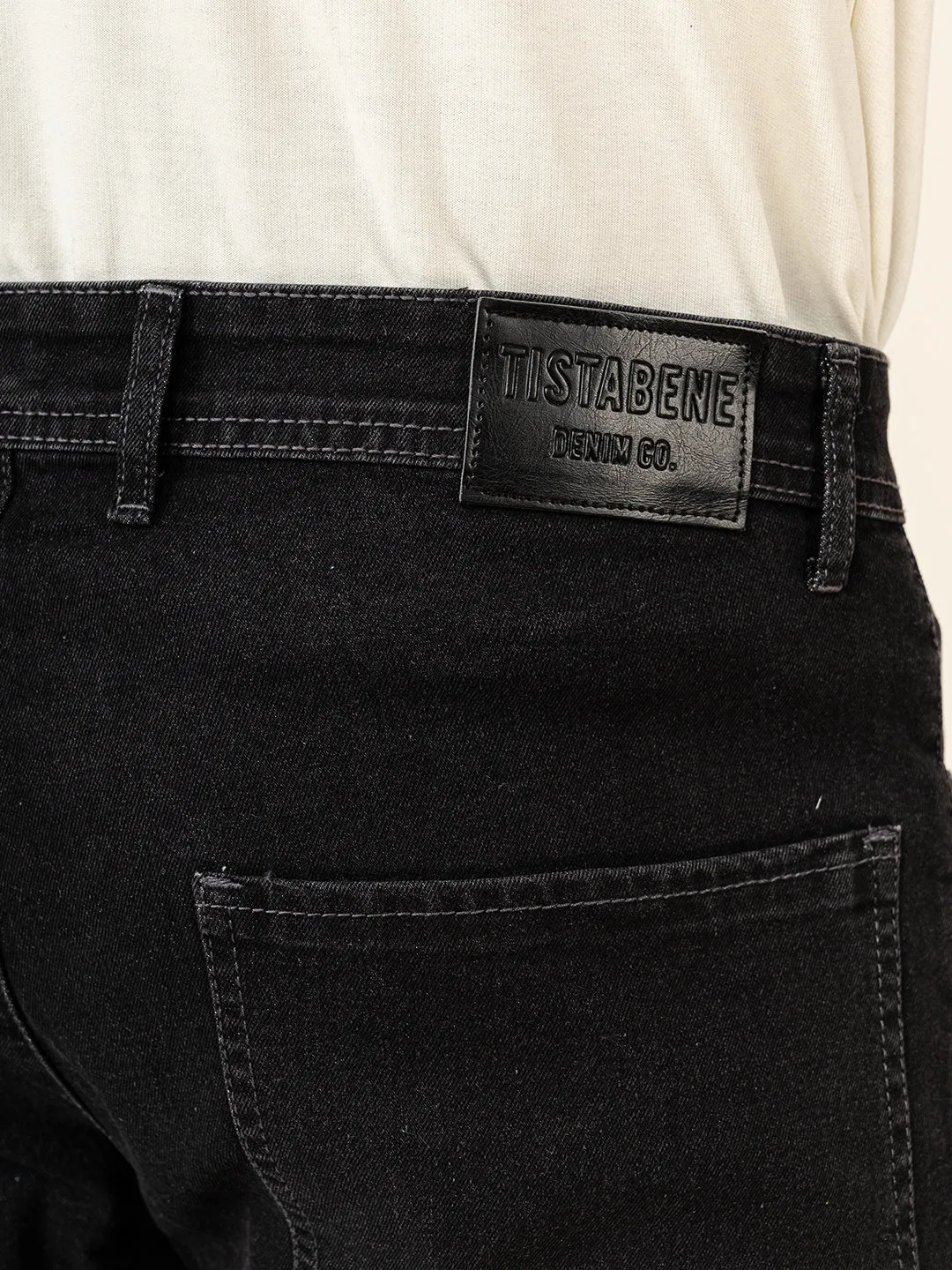 Carbon Black Comfort-Fit Cargo Denim Jeans