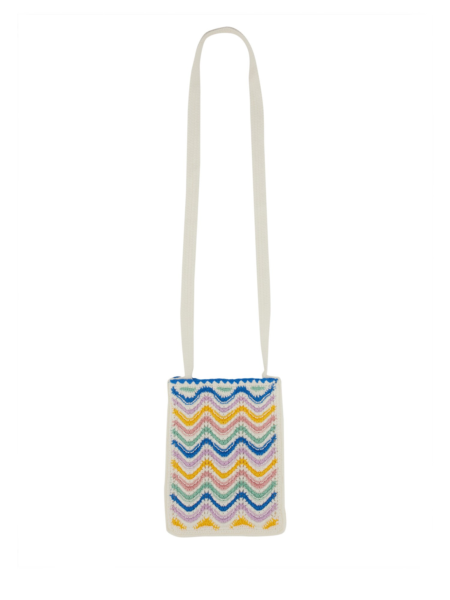 CASABLANCA    MINI WAVE CROCHET COTTON SHOULDER BAG WITH LOGO