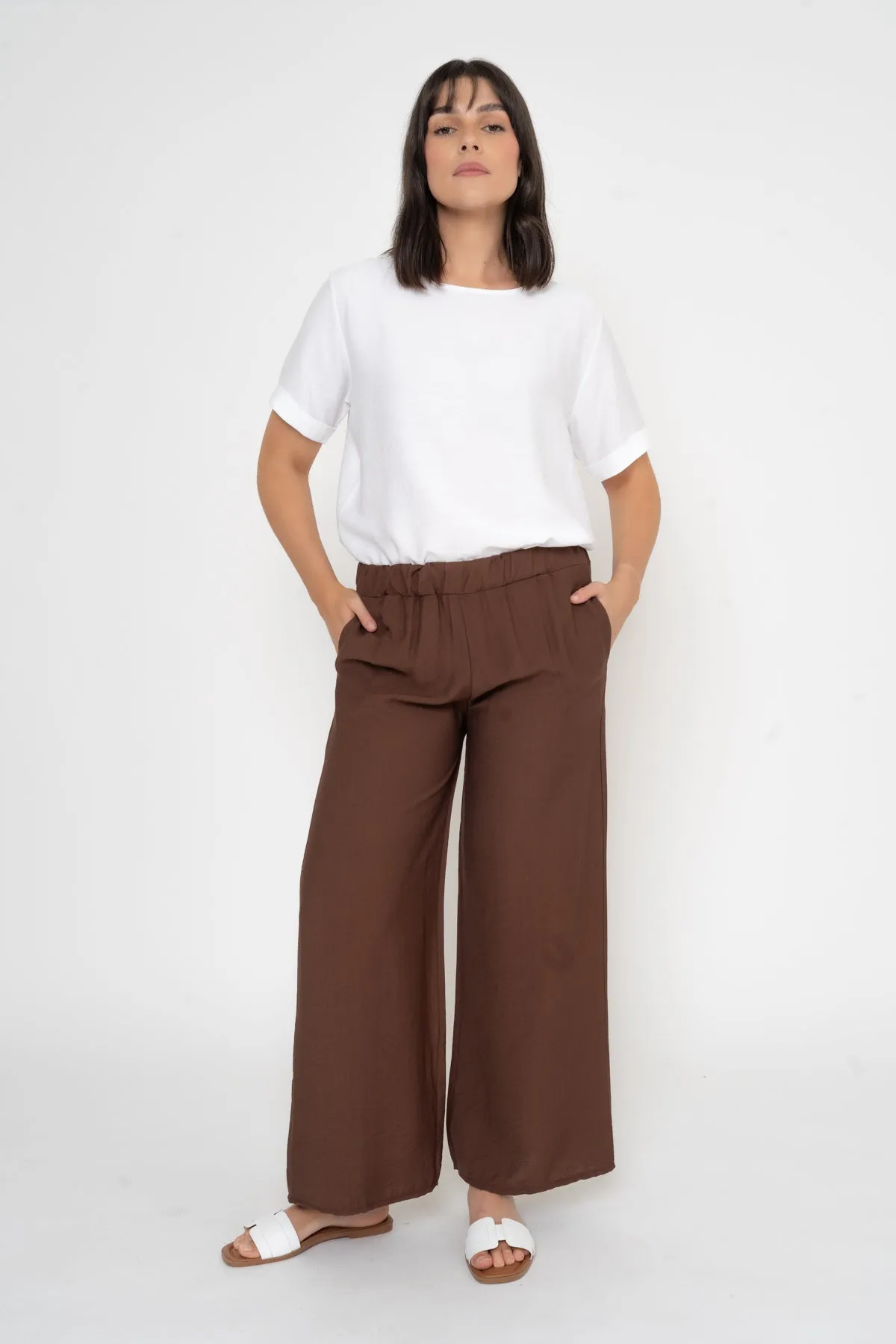 Casual Full Length Pant in Brown