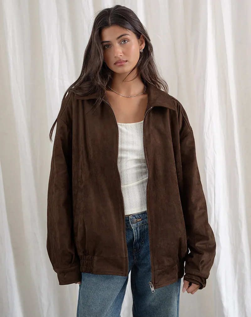 Cavita Jacket in Faux Suede Brown