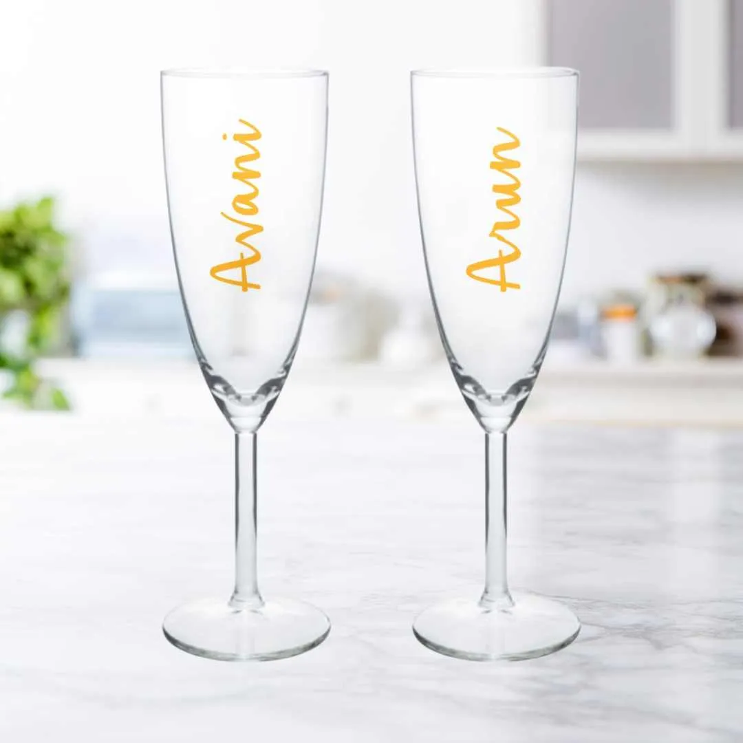 Customized Champagne Glasses With Name Wedding Anniversary Gift - Add Names