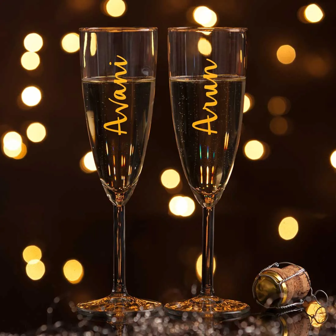 Customized Champagne Glasses With Name Wedding Anniversary Gift - Add Names