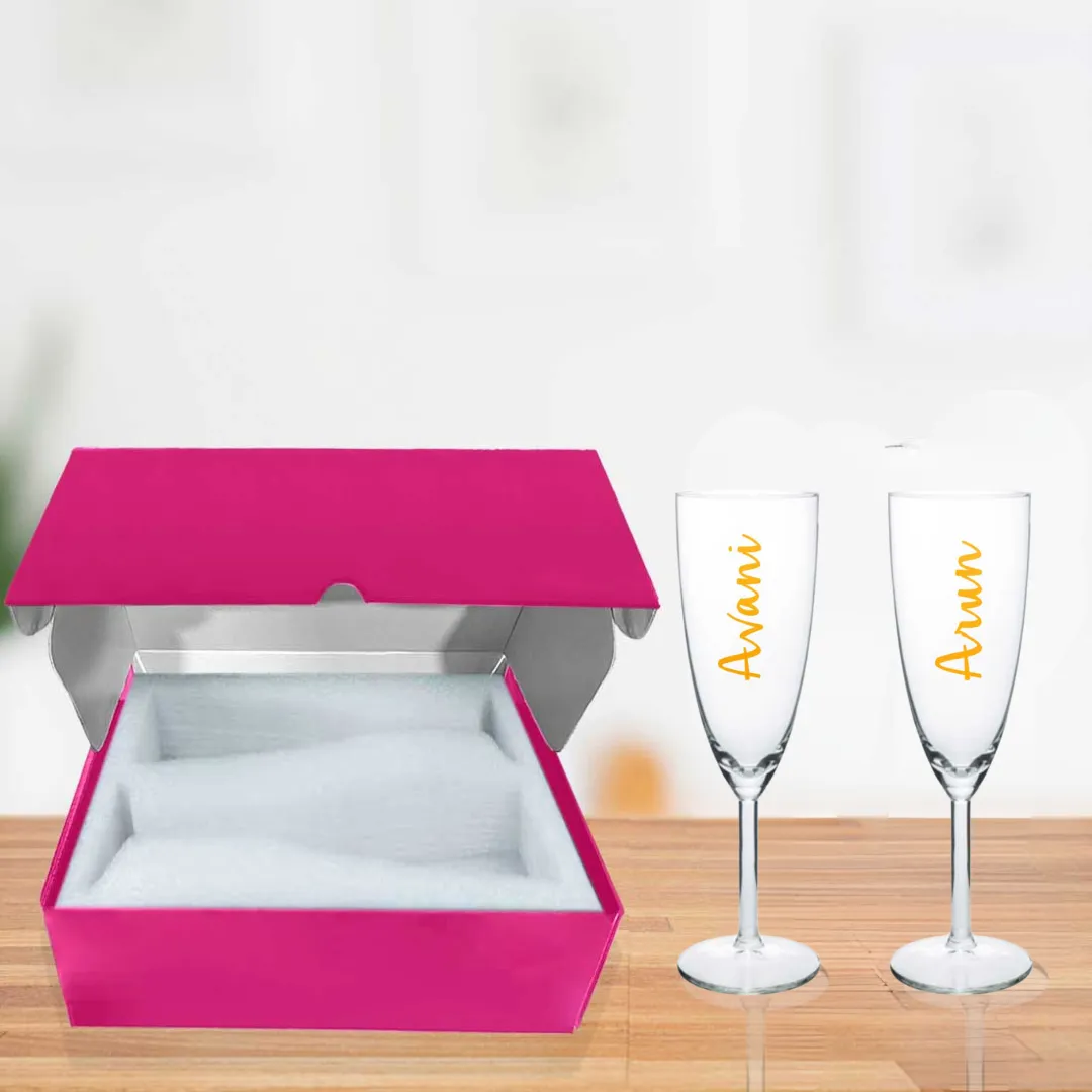 Customized Champagne Glasses With Name Wedding Anniversary Gift - Add Names