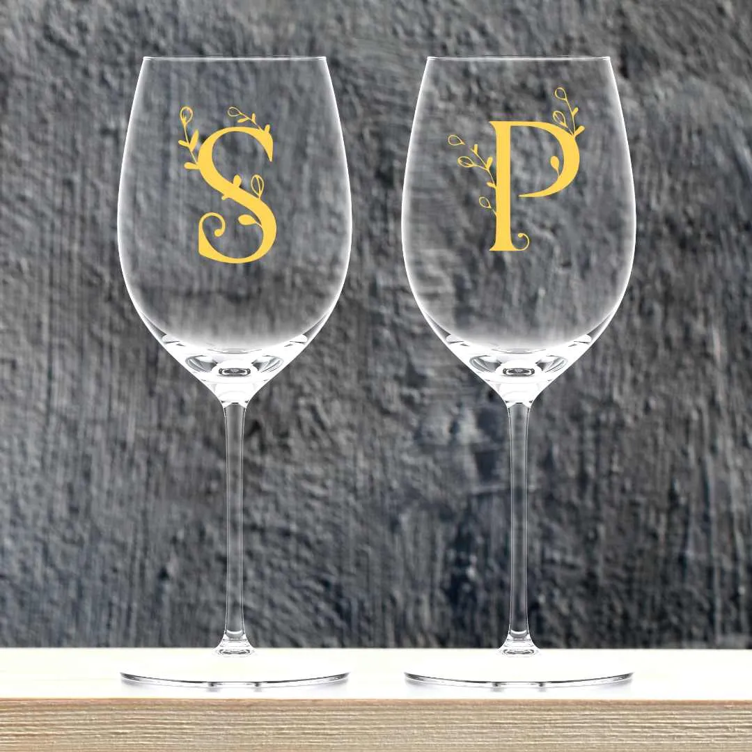 Customized Wine Glasses for Couples Anniversary Gift Ideas for Couples - Monogram