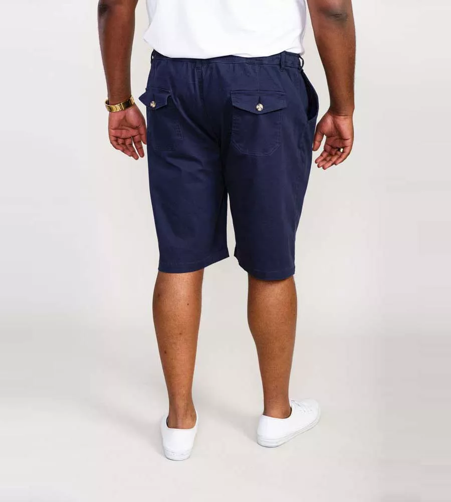 D555 Big Mens Navy Stretch Shorts With Full Elastic (BUTLEY)