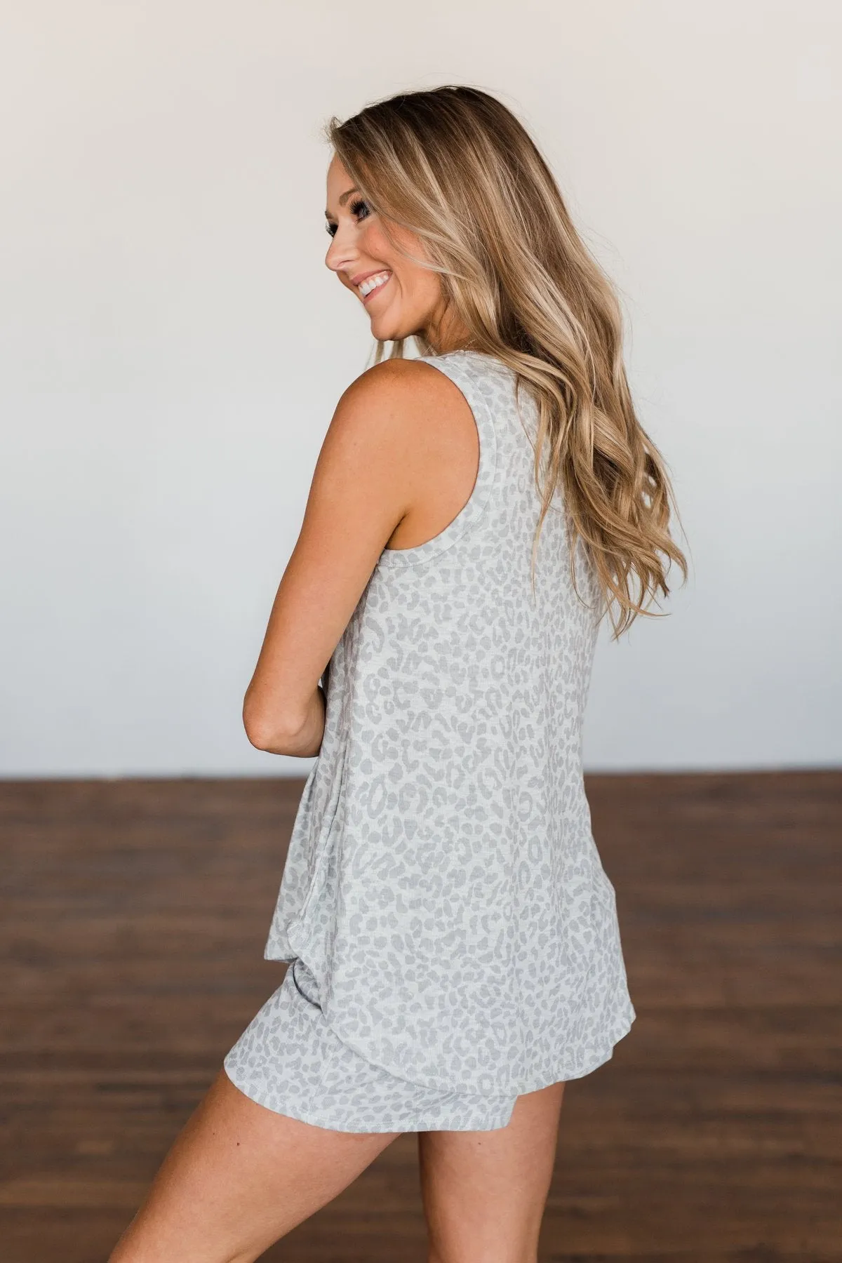 Discover Your Journey Leopard Tank Top- Light Grey