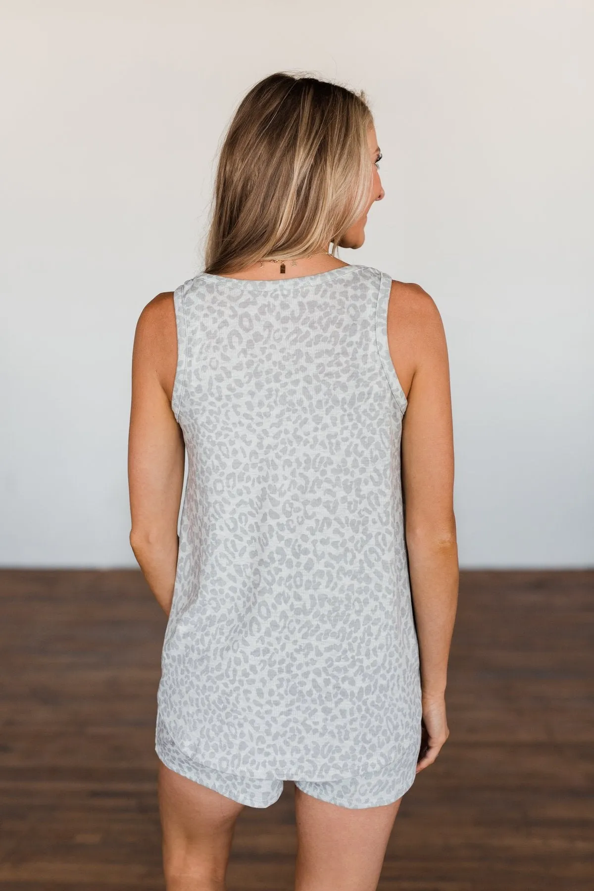 Discover Your Journey Leopard Tank Top- Light Grey