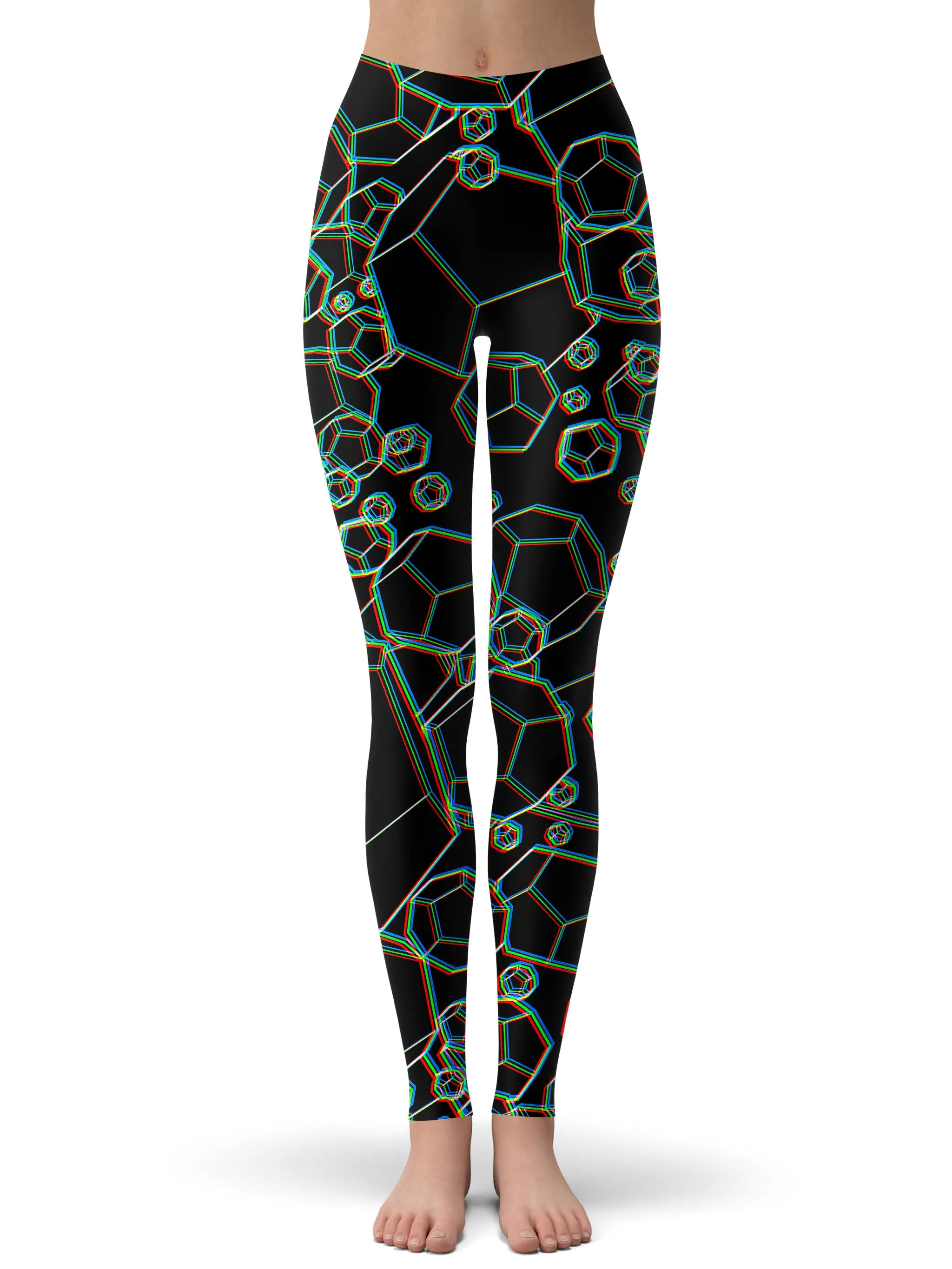 Dodecahedron Madness Glitch Zip-Up Hoodie and Leggings Combo