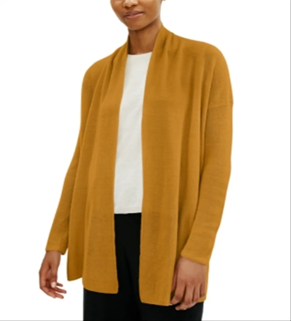 Eileen Fisher Women's Shawl Collar Organic Linen & Organic Cotton Cardigan Yellow Size 3X