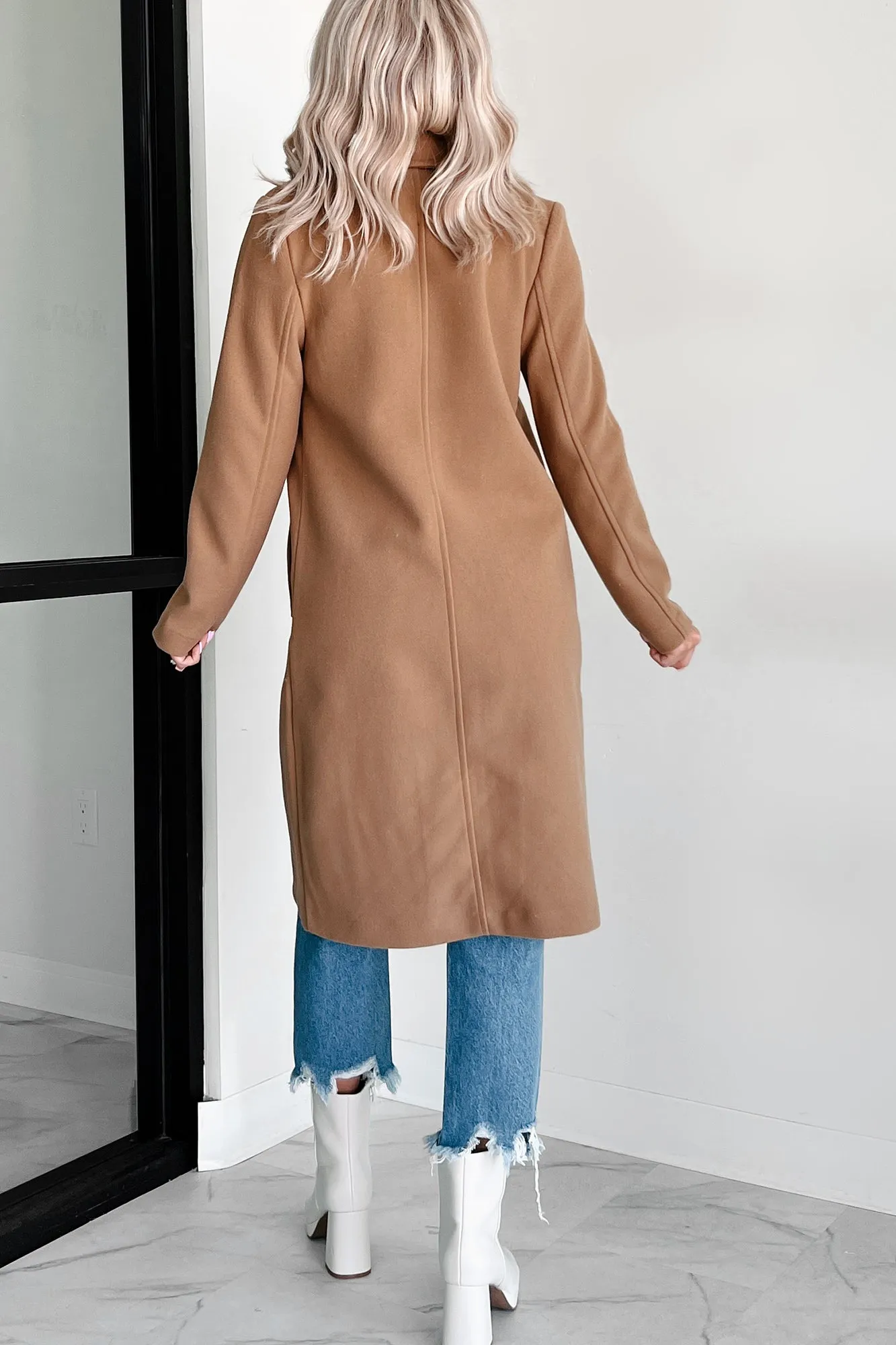 Fashionable For Fall Brushed Fleece Trench Coat (Camel)