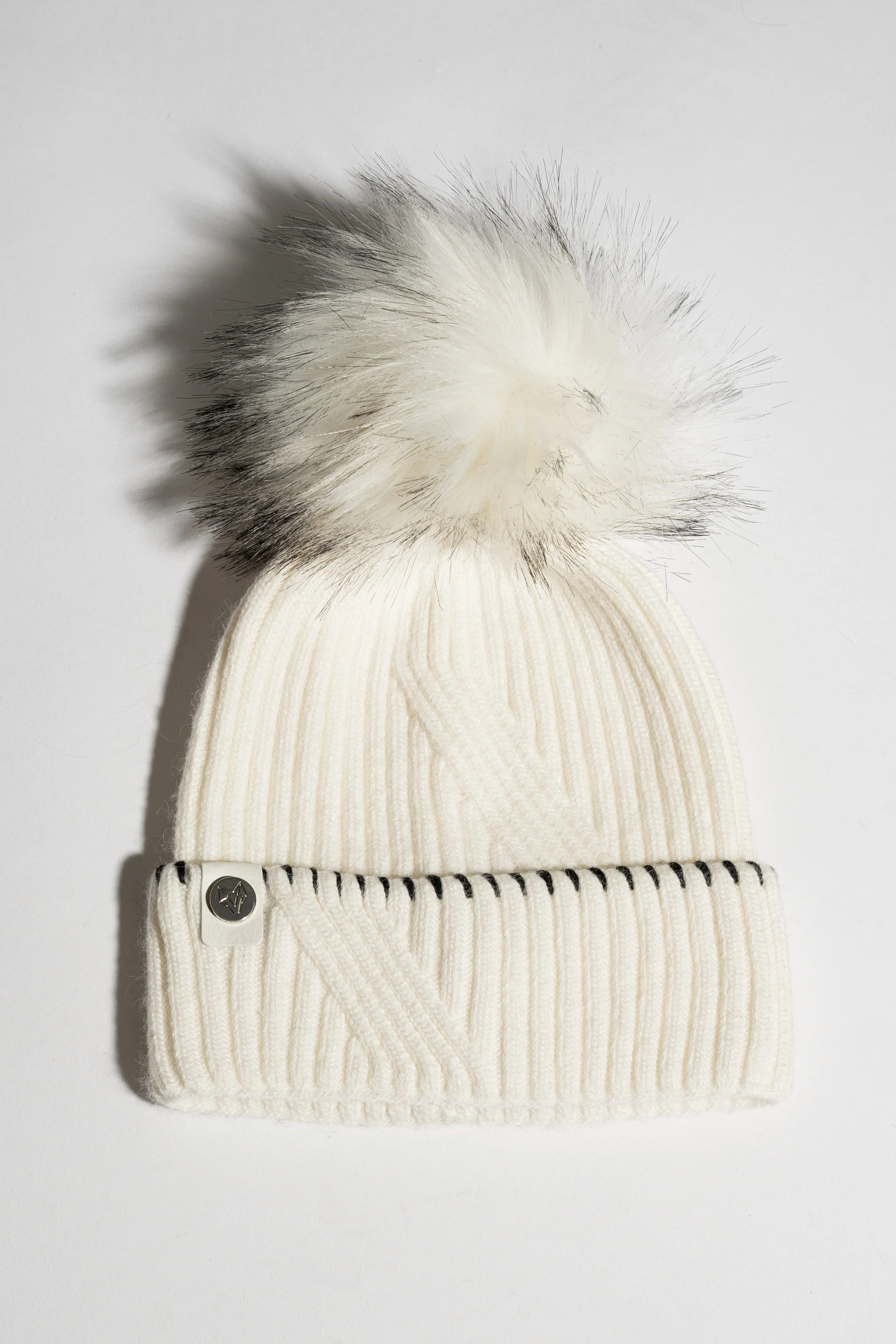 Faux Finley Pom Pom Hat - Ecru