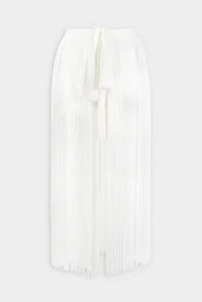 Fringed Pareo Belt in White