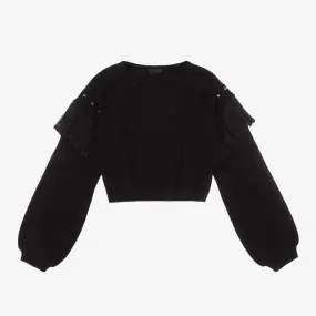 Girls Black Studded Sweater