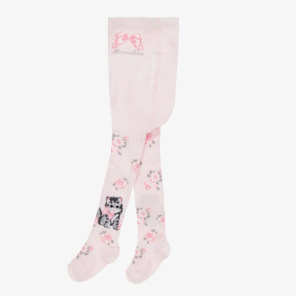 Girls Pink Cotton Tights