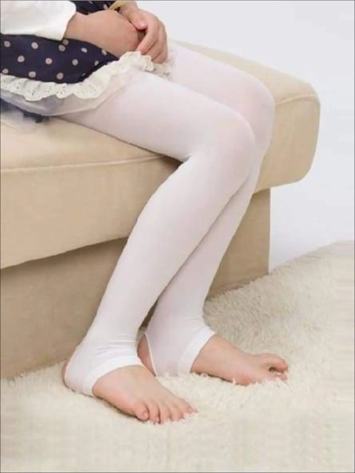 Girls White Footless Tights