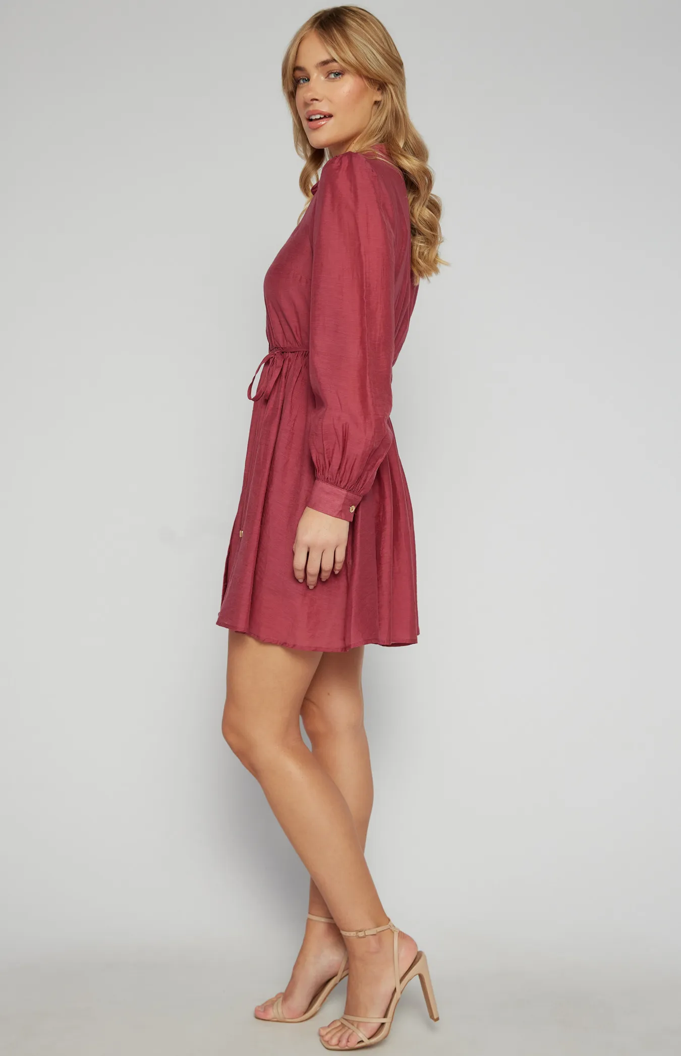 Gold Button Textured Shirt Dress with Slip Lining (SDR1560B)