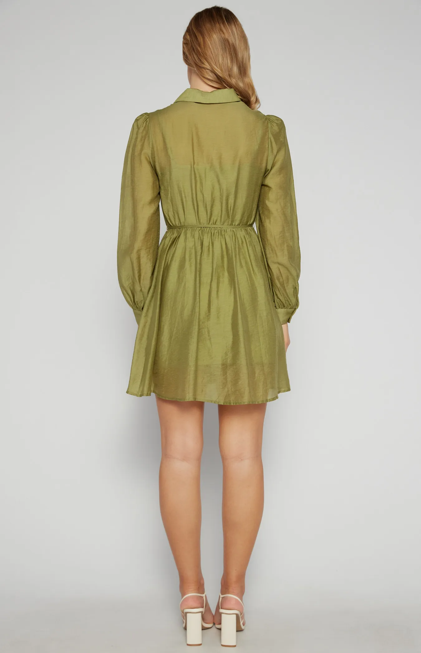 Gold Button Textured Shirt Dress with Slip Lining (SDR1560B)