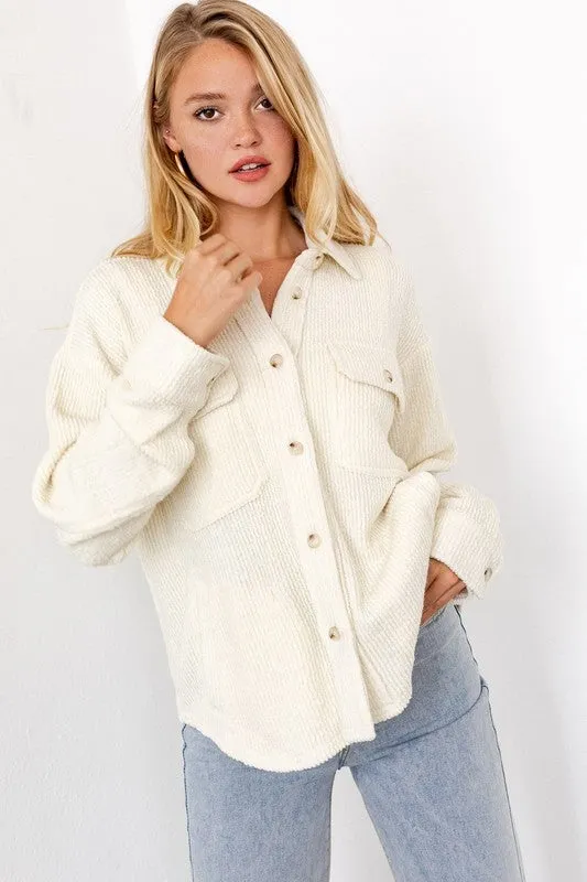 Hadleigh Fuzzy Knit Shacket Jacket