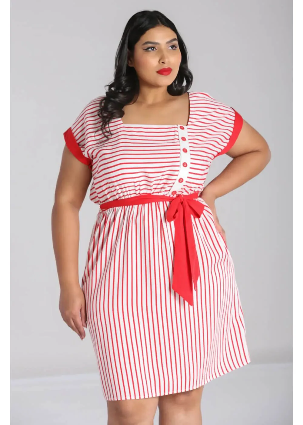 Hell Bunny Ahoy Stripe 40's Dress Red