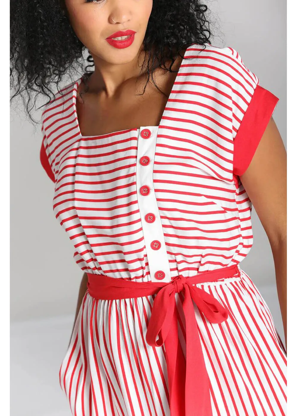 Hell Bunny Ahoy Stripe 40's Dress Red