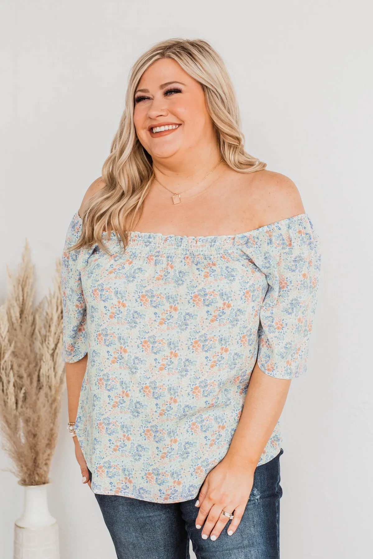 Into The Unknown Flutter Sleeve Blouse- Blue