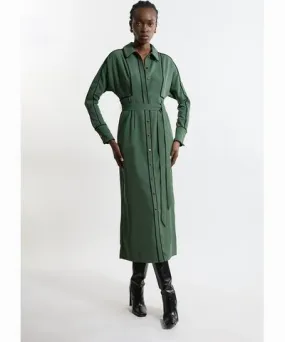 Karen Millen Twill Midaxi Woven Shirt Dress With Belt